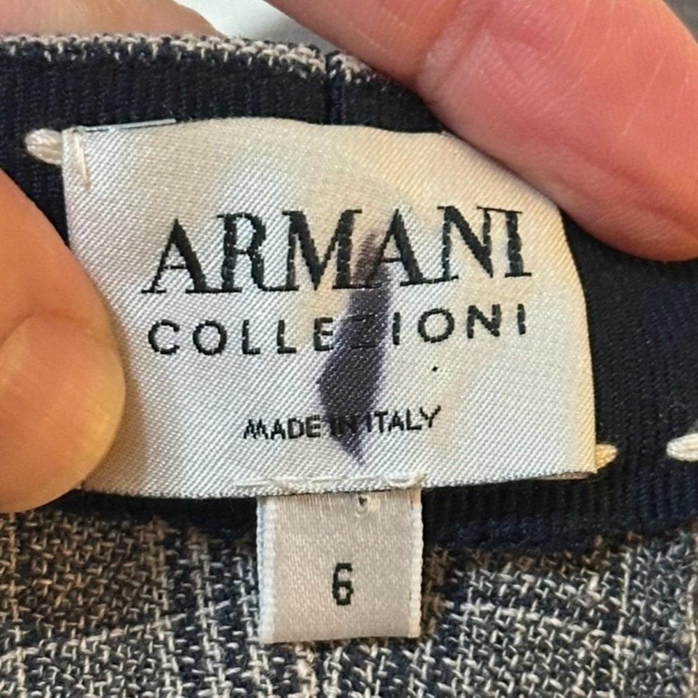 Vintage 90s Armani Collezioni Wool/Linen Trouser Pants Tan/Black Women’s Size 6 - Picture 5 of 11